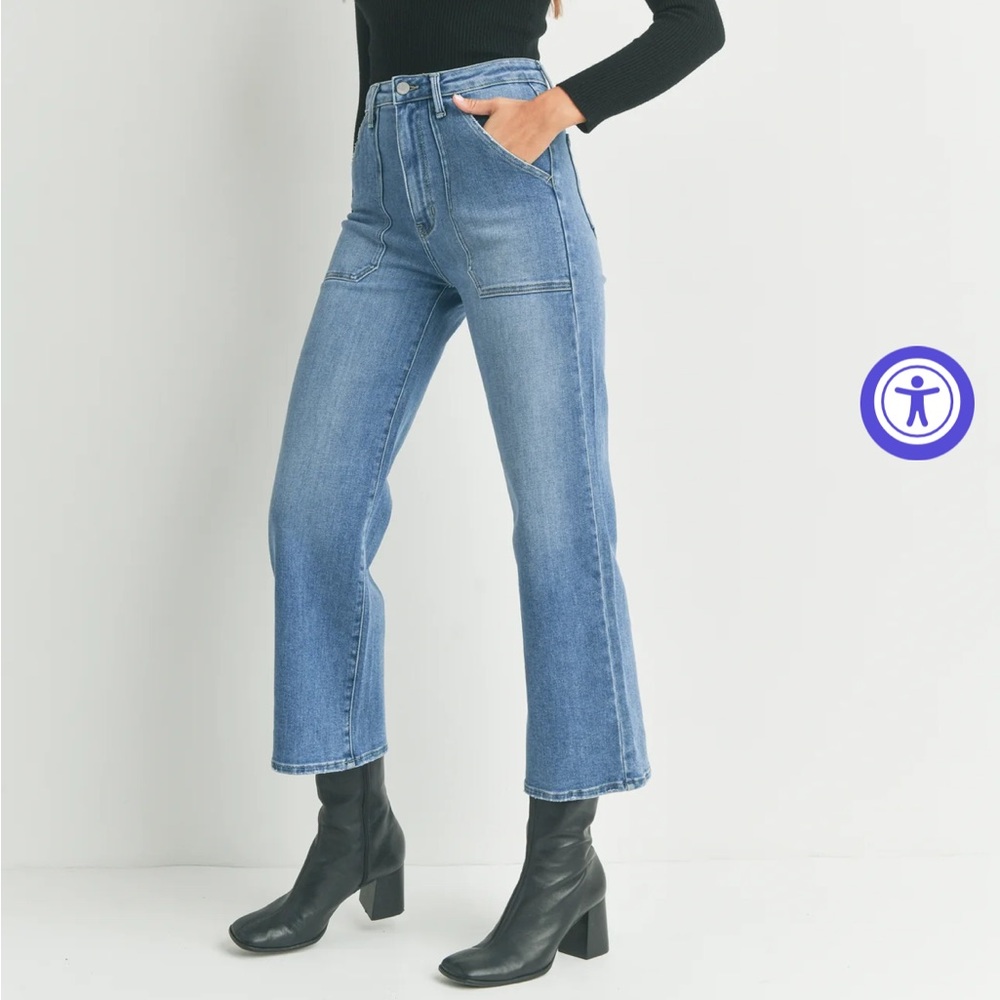 Just black denim wide leg jeans 27